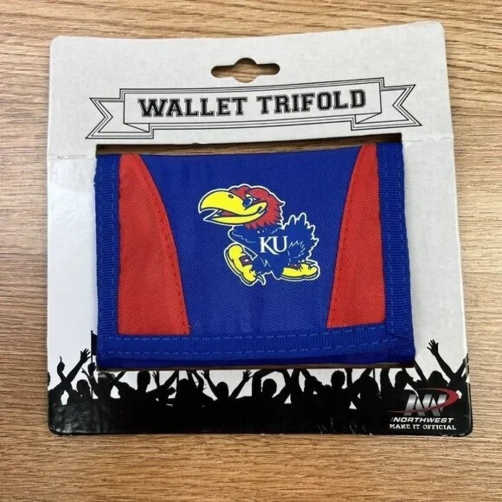 KU Jayhawks Trifold Wallet Blue and Red Kansas University NEW‎
